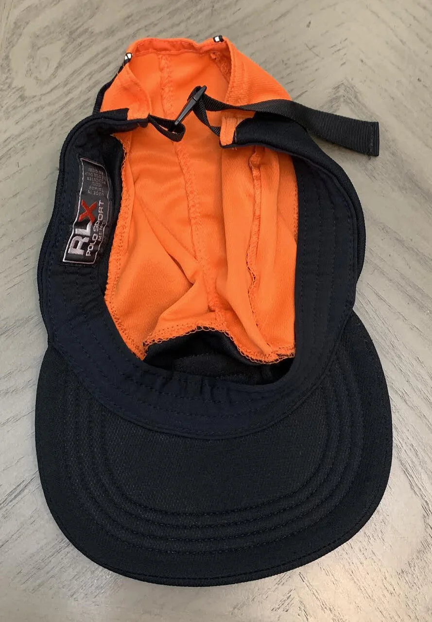 RLX POLO SPORT 黒 キャップ　90s 90s POLO SPORT Black Leather Cap ポロスポーツ レザーキャップ